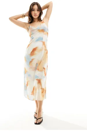 VILA Cowl neck cami maxi dress in abstract dream print