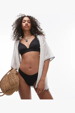 Topshop Crinkle high leg bikini bottoms in