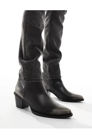 ASOS Calf boot in faux leather with stitch detailing