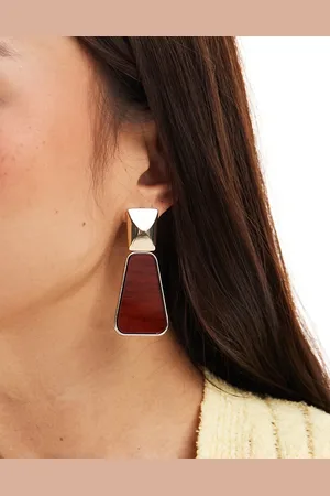ASOS Drop earrings with rectangle natural look design in tone