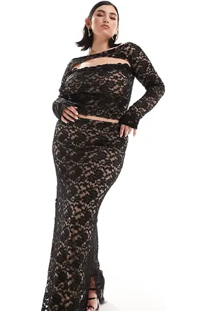 ASOS ASOS DESIGN Curve lace maxi column skirt in co-ord