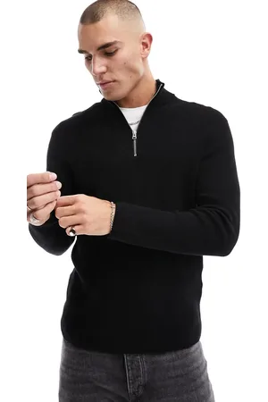 Only & Sons Ribbed half zip jumper in