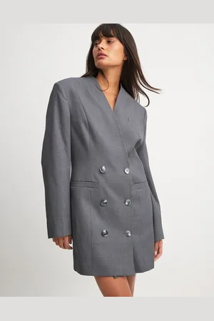 NA-KD Straight blazer style mini dress in grey