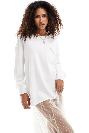 Free People Fade long sleeve patch pocket t-shirt in ivory