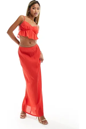 Kaiia Textured elasticated waist maxi skirt co-ord in