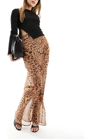 ASOS Sheer maxi skirt in leopard print
