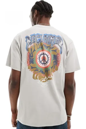 Reclaimed Oversized t-shirt with skate back graphic in stone