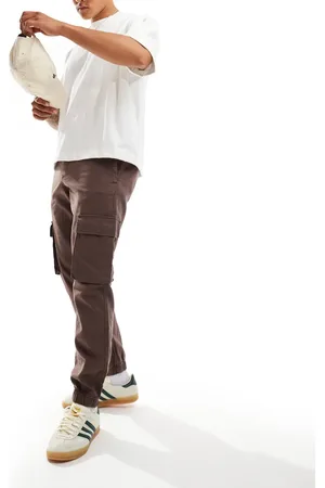 ASOS Tapered pull on linen cargo trouser in washed