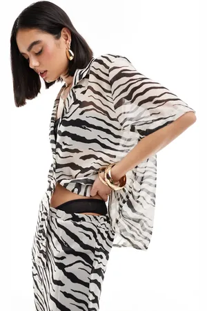 SNDYS Sheer short sleeve shirt in zebra