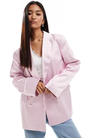 Miss Selfridge Satin oversized double breasted blazer in