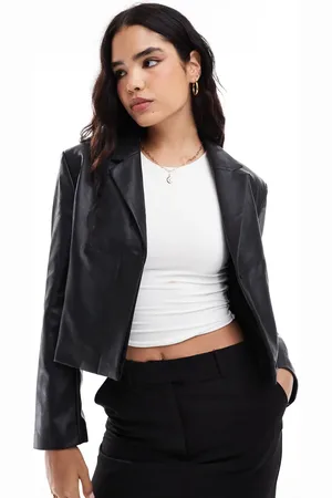 ASOS Boxy faux leather blazer in