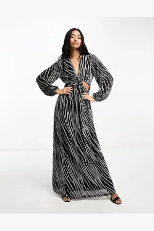 Style Cheat Metallic dress in silver zebra