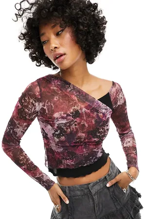 Reclaimed Ruched long sleeve top in flower print