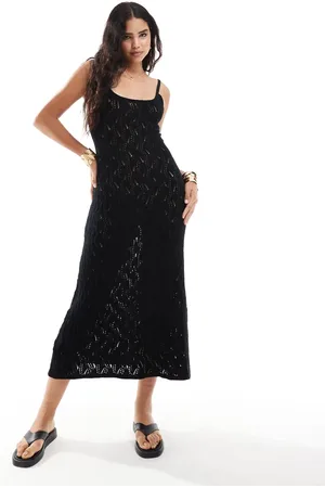 MANGO Crochet cami midi dress in