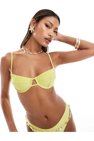 South Beach Glitter underwire bikini top in chartreuse