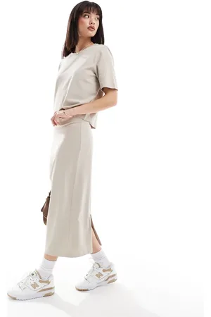ONLY Jersey midi skirt co-ord in stone