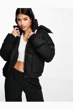 The Couture Club Oversized cropped puffer jacket in with tie hem