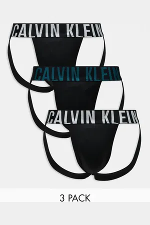 Calvin Klein Intense Power 3 pack jock strap with logo waistband in