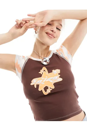 Basic Pleasure Mode X Subculture camo raglan sleeve baby t-shirt in brown and orange