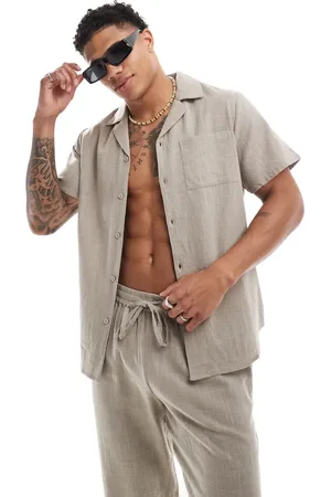 South Beach Textured weave beach shirt co-ord in