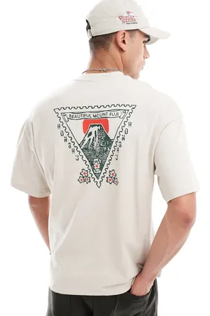 SELECTED Oversized t-shirt with mount fuji backprint in cream