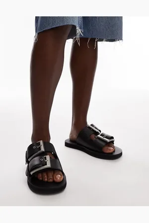 Topshop Kiara leather sandals with chunky buckles in