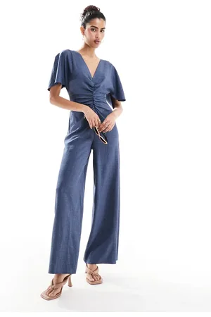 ASOS Ruched front cut out back jumpsuit in