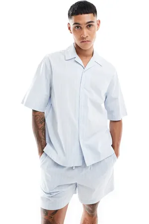 ASOS Boxy relaxed revere shirt co-ord in and white stripe
