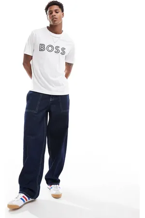 HUGO BOSS Tee 1 t-shirt in with black logo print