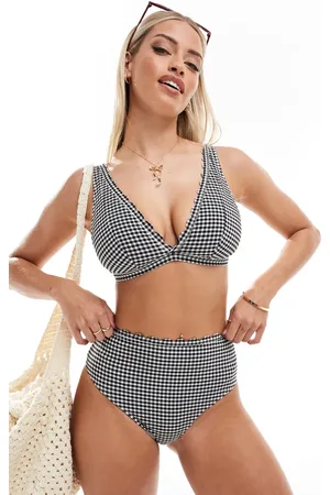 Peek & Beau Fuller Bust high waist bikini bottom in and white gingham