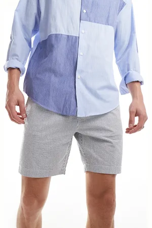 Threadbare Seersucker stripe shorts in & blue