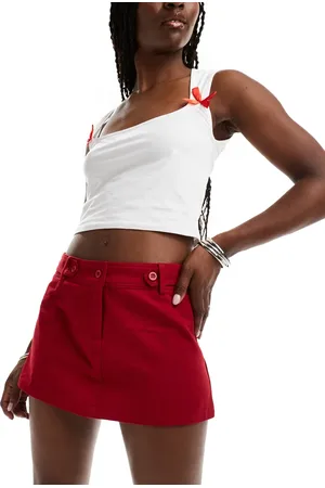 Motel Lavonne button detail mini skirt in