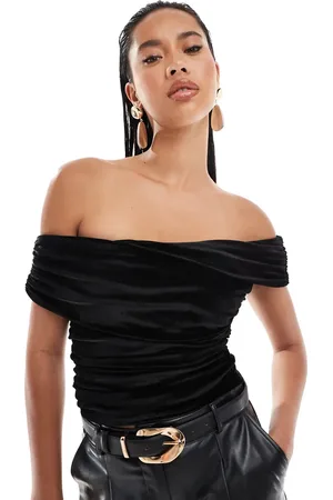 Kaiia Slinky drape off shoulder top in