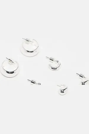 MANGO 3 pack multi size earrings in