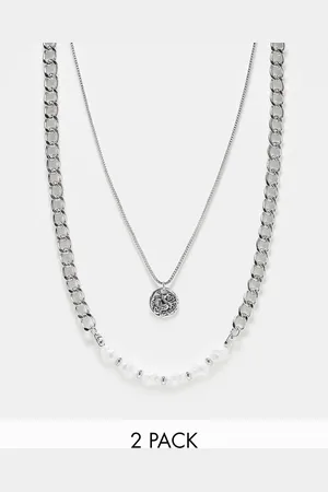 FADED FUTURE 2 pack coin pendant and pearl necklaces in