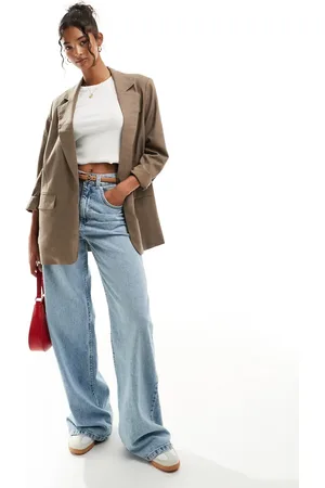 ONLY Linen mix oversized blazer in washed