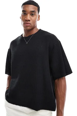 Pull&Bear Ribbed knitted t-shirt in