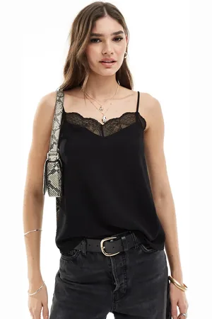Pieces® Cami top with lace trim detail in