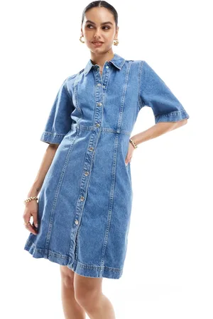 SELECTED Femme denim shirt dress in mid wash
