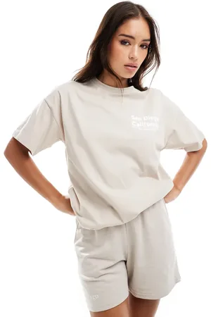 Pieces® Mix and match oversized t-shirt in cream