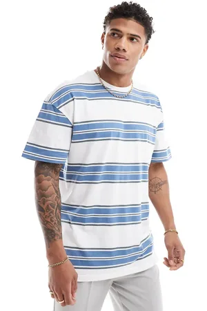 Threadbare Oversized stripe t-shirt in & blue
