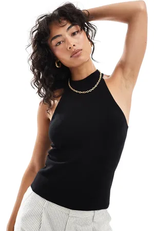 MANGO Fine knit high neck top in