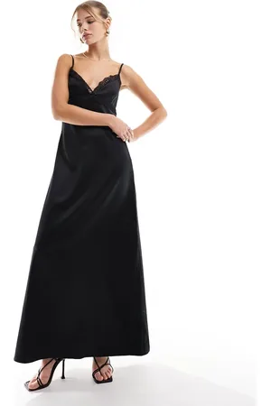 Pimkie Cami satin lace trim maxi dress in