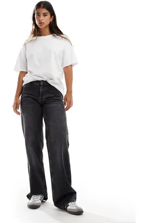 Topshop Hourglass Ember Low rise wide leg jeans dirty washed