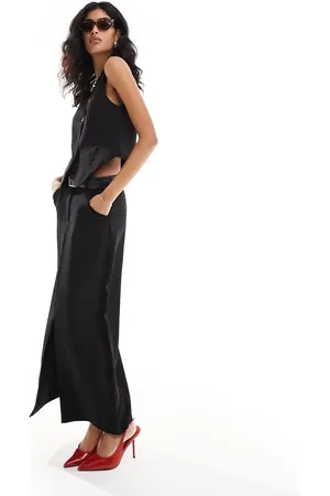 Pieces® Tailored maxi skirt co-ord with front split in black