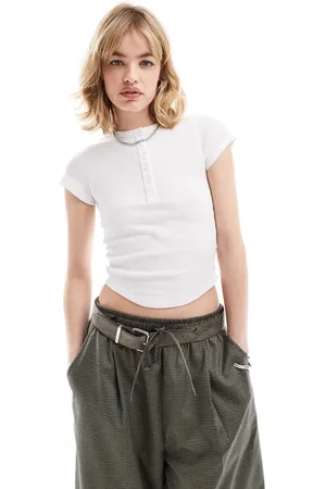 COLLUSION Waffle cap sleeve top in
