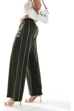 Motel Side stripe wide leg tracksuit trousers in olive