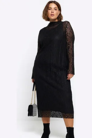 River Island Pleated lace dress in