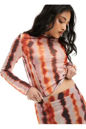 Pieces® High neck tye die jersey top co-ord in multi