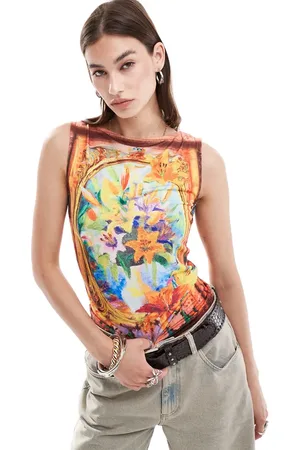 Reclaimed Slinky vest in abstract art print